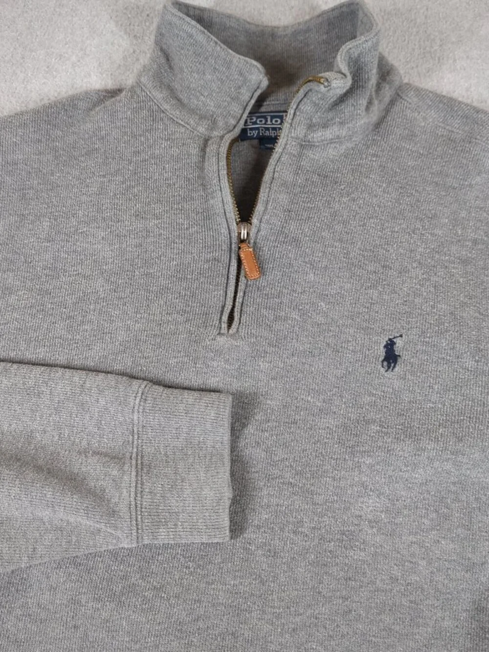 Polo Ralph Lauren Sweater Men's Medium Long Sleeve Gray 1/4 Zip Pullover